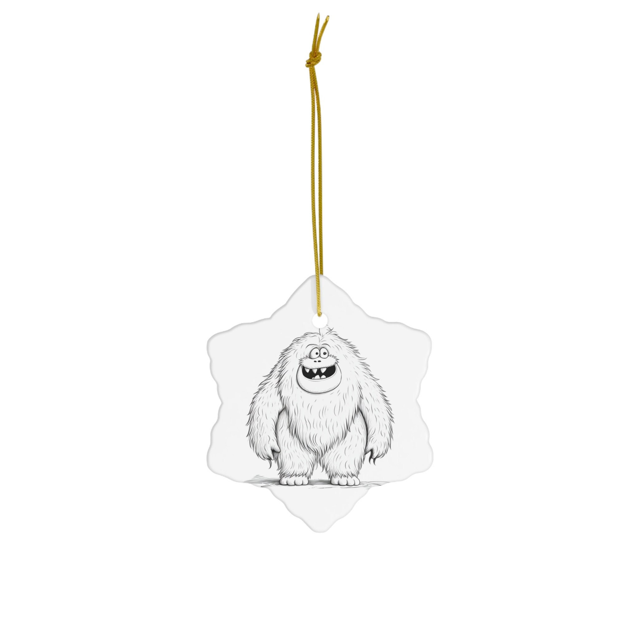 Cute White Yeti Ceramic Ornament