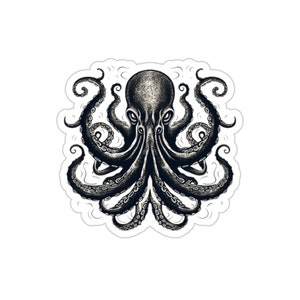 Black Kraken Sticker / Sea Monster Vinyl Indoor Outdoor / Gift for Fisherman Sailor / Boat Water Bottle Laptop Skateboard