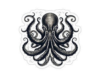 Black Kraken Sticker / Sea Monster Vinyl Indoor Outdoor / Gift for Fisherman Sailor / Boat Water Bottle Laptop Skateboard