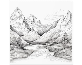 Mountain and Stream Sticker | Vinyl Outdoor | Nature Lover | Hiker Gift
