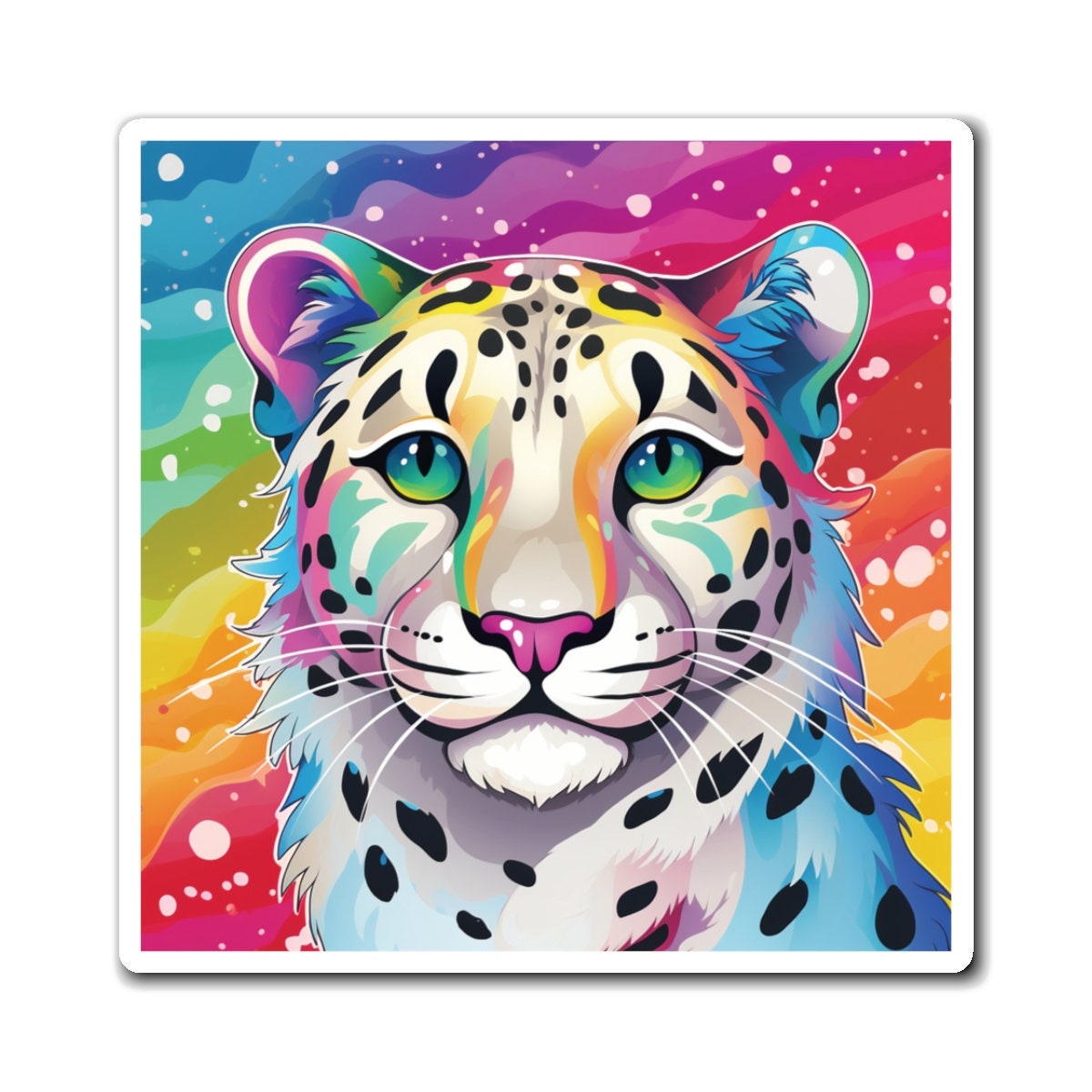 Rainbow Snow Leopard Magnet