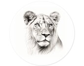 Regal Lioness Round Sticker