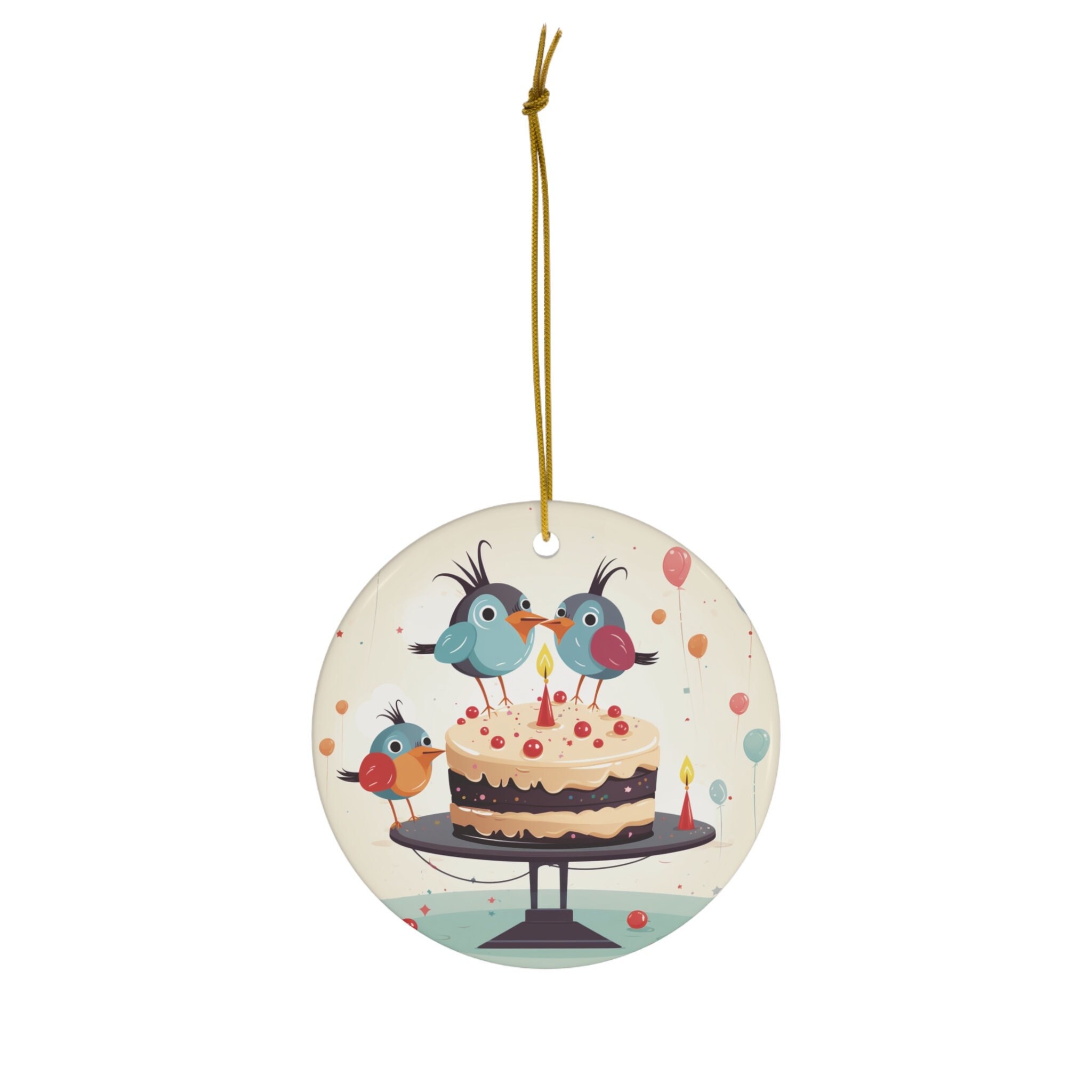 Happy Bird Day Ceramic Ornament