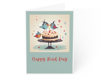 Happy Bird Day Greeting Cards / Vertical (1, 10, 30, and 50pcs) / Bird Lover / Cute Birthday Card / National Bird Day