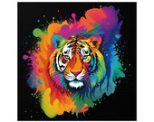 Rainbow Tiger Square Sticker