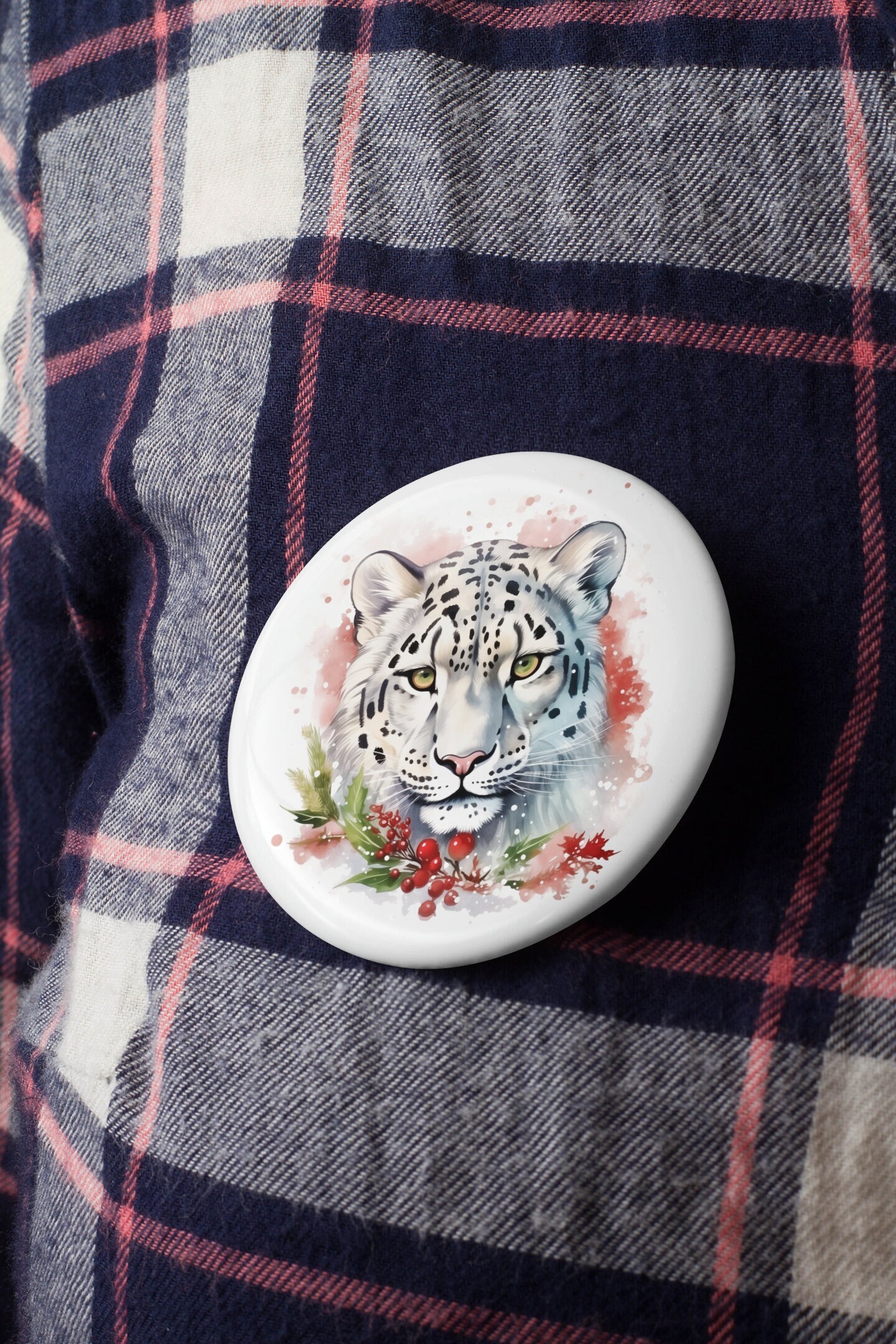 Holiday Snow Leopard Pin