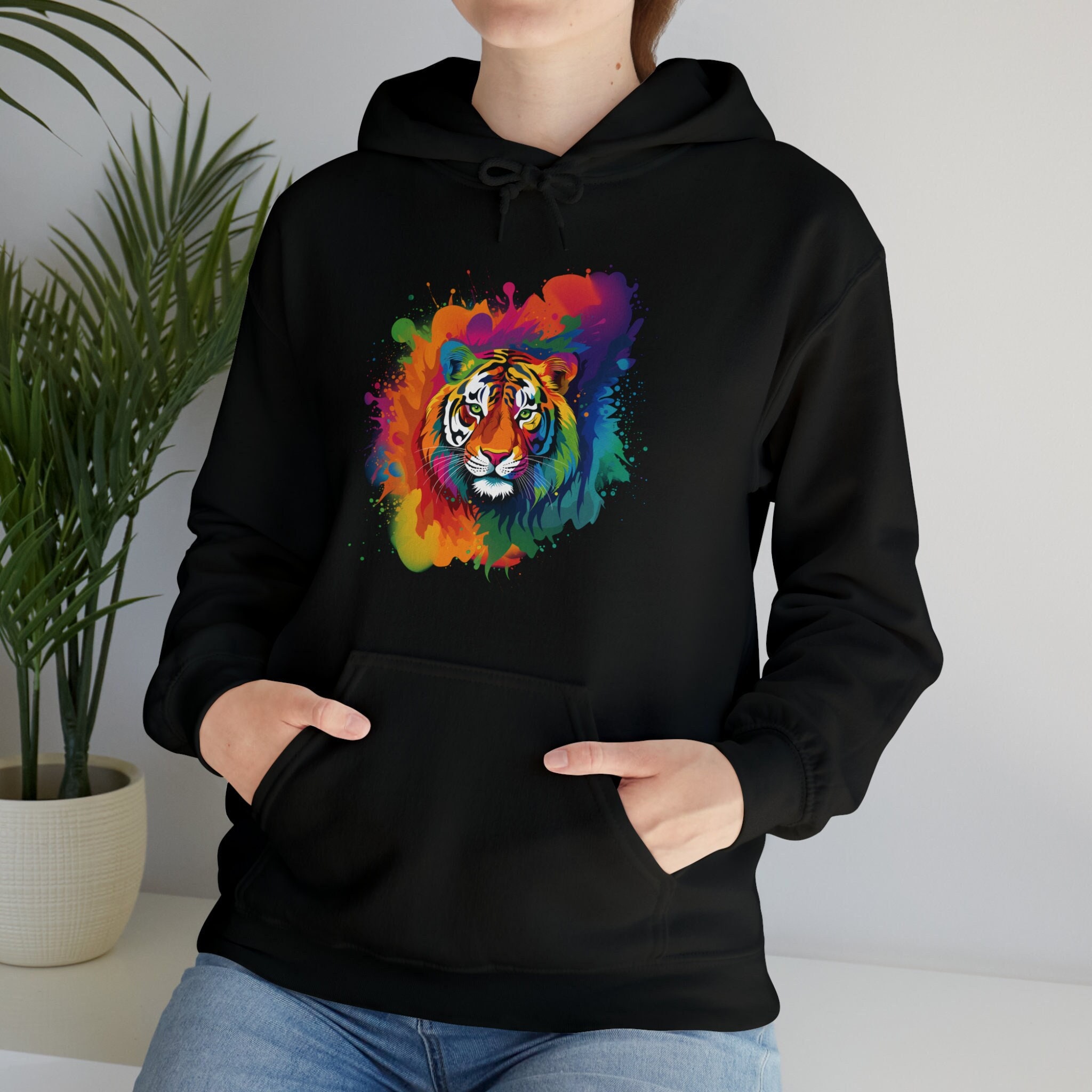 Rainbow Tiger Black Hoodie