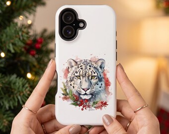 Holiday Snow Leopard MagSafe iPhone Case | Christmas Gift | iPhone 16 17 18