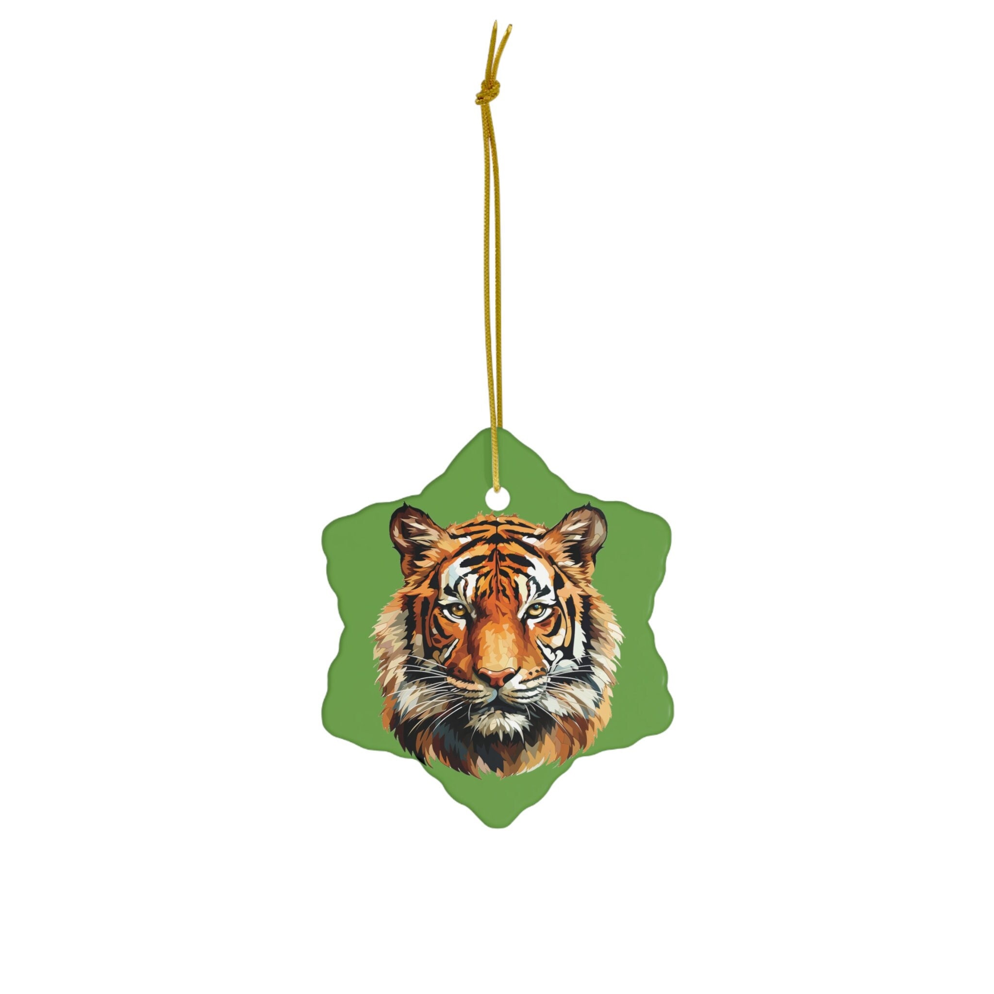 Shaggy Tiger Ornament Green Ceramic
