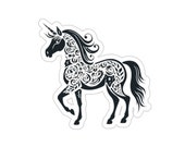 Unicorn Sticker Curled Mane Block Print Style