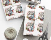 Holiday Snow Leopard Gift Wrap Paper