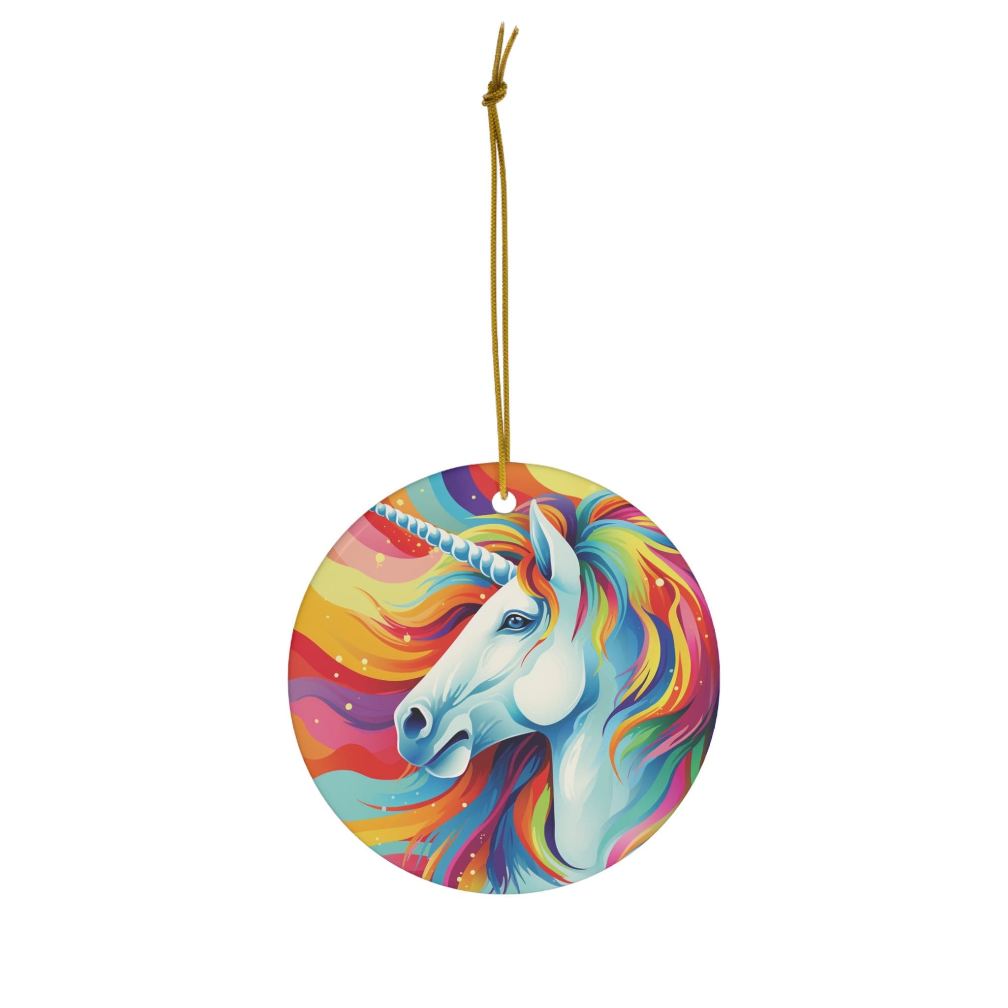 Rainbow Unicorn Ceramic Ornament