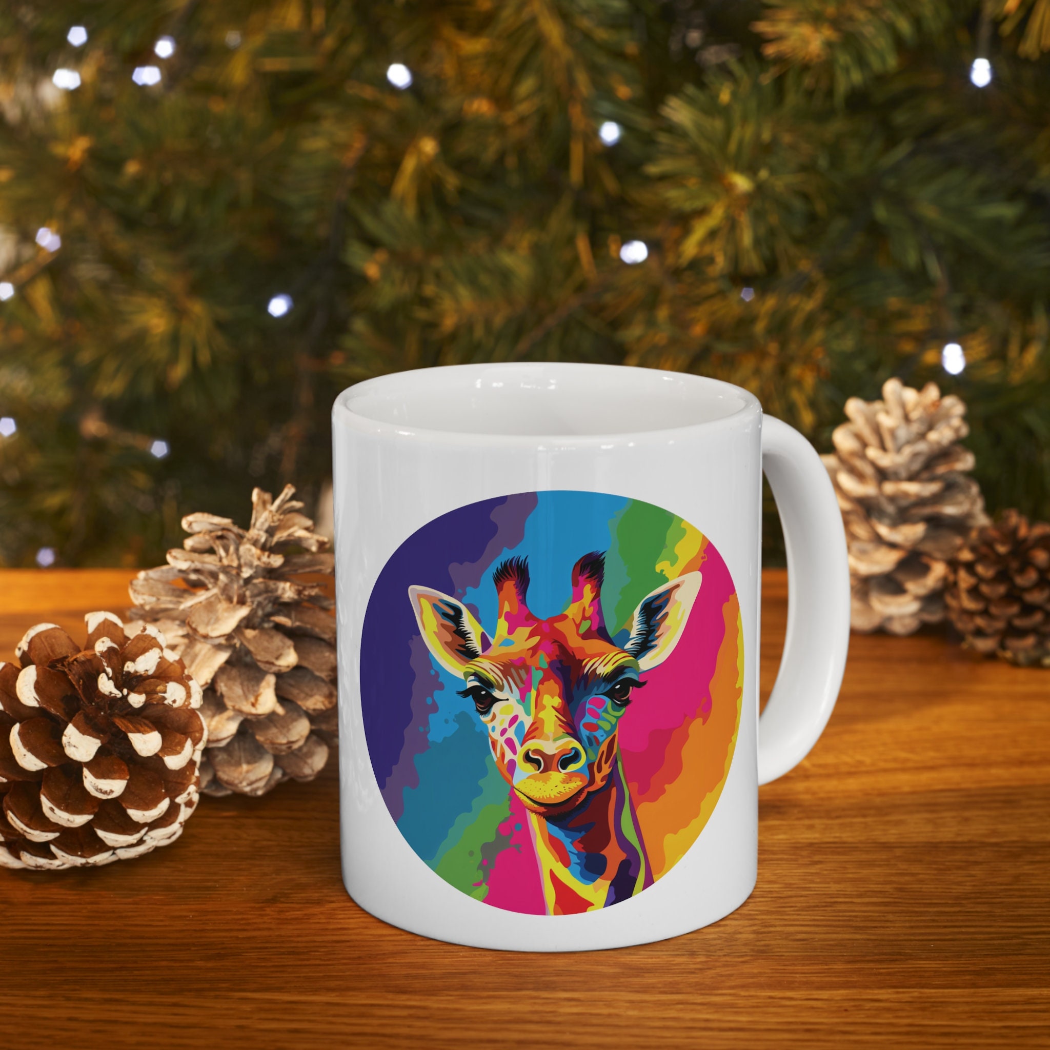 Rainbow Giraffe Ceramic Mug
