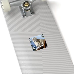 Snow Leopard Sticker / Square Vinyl Indoor Outdoor / Gift for Animal Lover / For Water Bottle Laptop Skateboard image 6