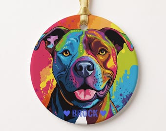 AmStaff Personalized Ornament | Custom Dog Name | Pit Bull Terrier Gift