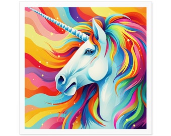 Rainbow Unicorn Square Sticker / Vinyl Indoor Outdoor / For Water Bottle, Laptop, Skateboard / Magic Creature