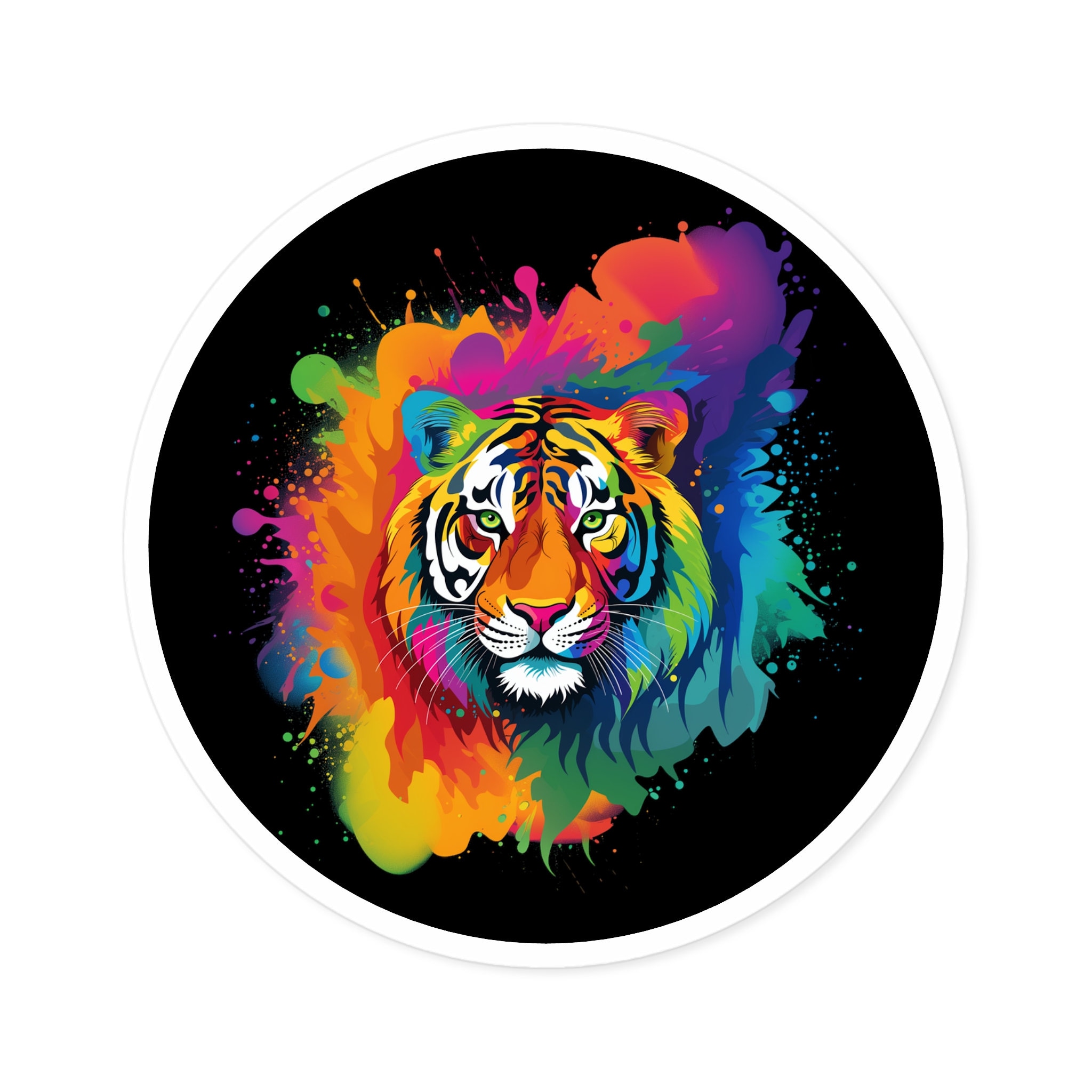 Rainbow Tiger Round Sticker