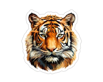 Majestic Tiger Face Sticker / Die-Cut Vinyl Sticker for Water Bottle and Laptop / Gift for Animal Lover