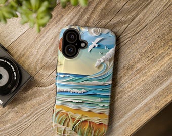 Papercut Ocean iPhone Case | MagSafe | Ocean Lover Gift | Coastal Phone Case