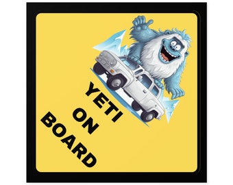 Pegatina de Yeti autoestopista a bordo / Vinilo con humor sobre criaturas críptidas / Regalo para amantes del Yeti