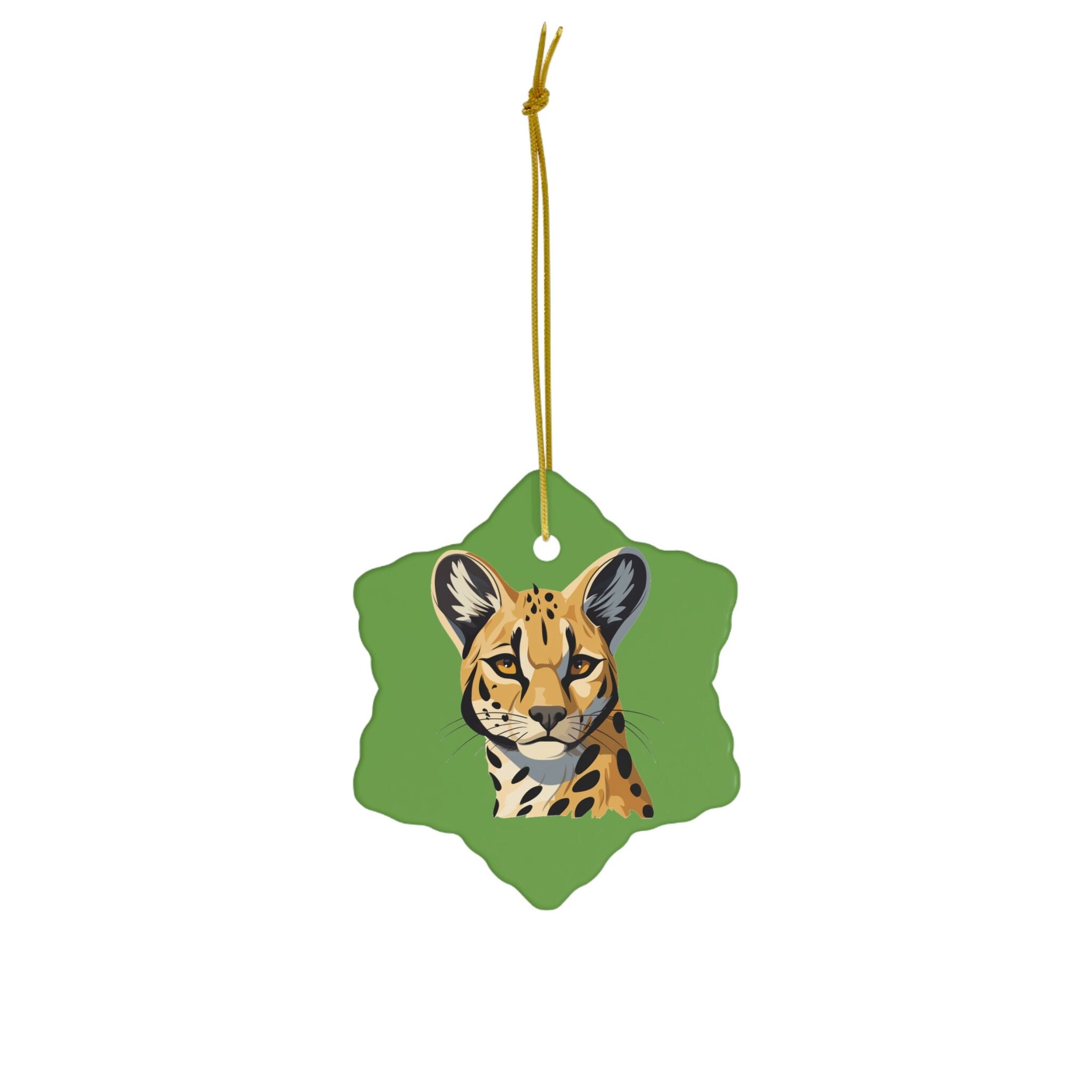 Serval Ornament Green Ceramic/ Circle Star Snowflake