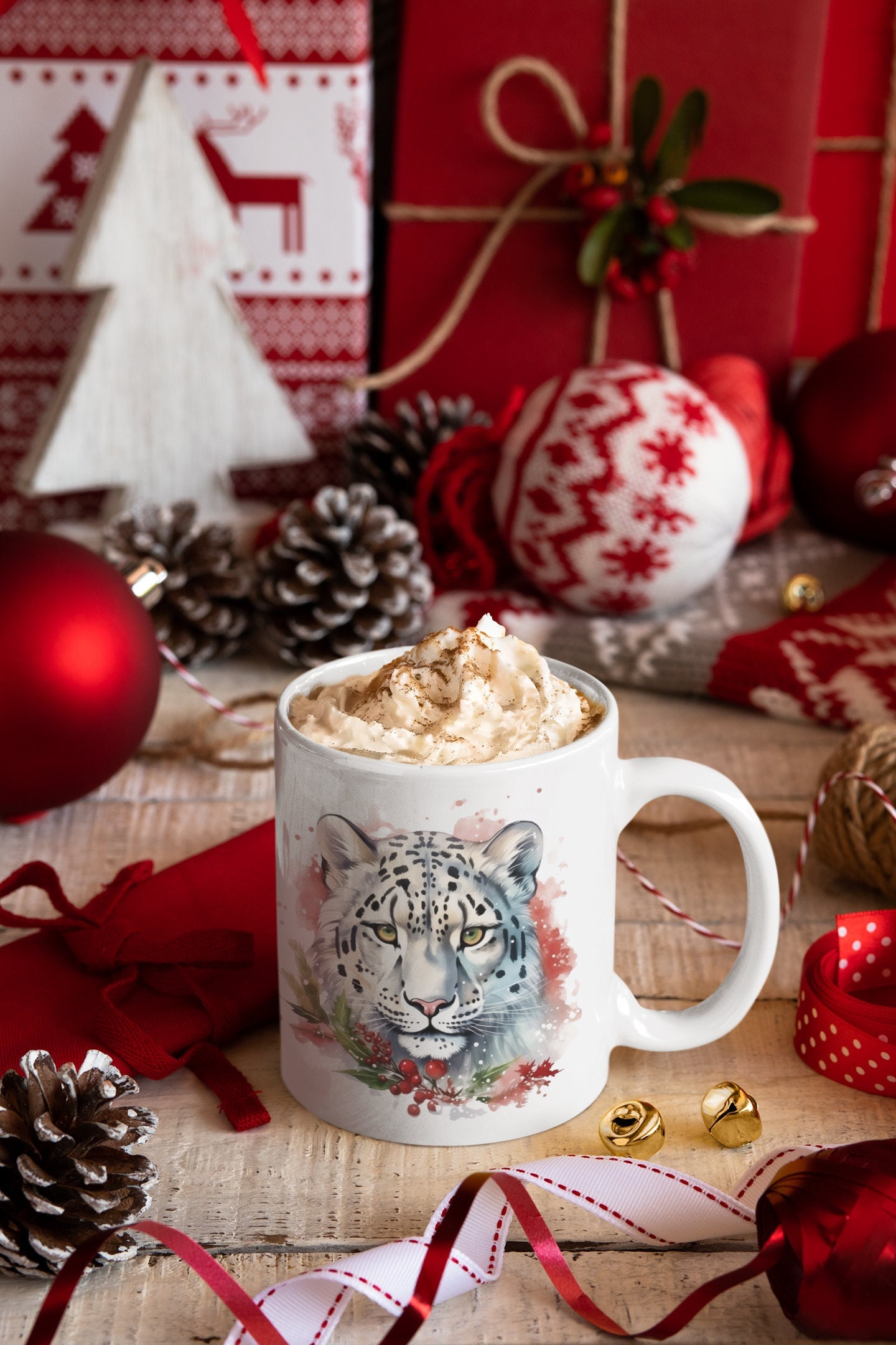 Holiday Snow Leopard Mug