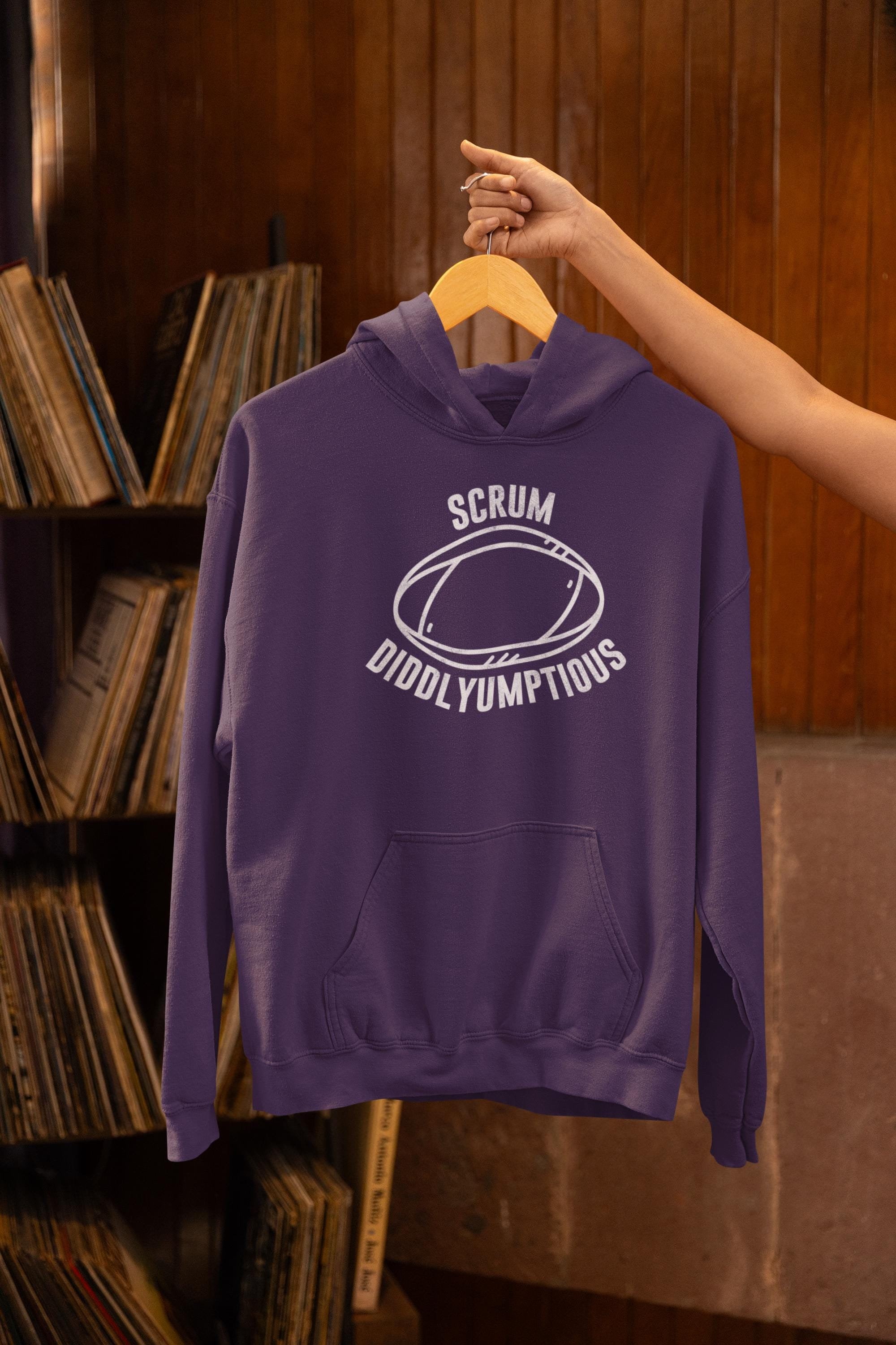 Rugby Fan Hoodie / Scrum Diddlyumptious / Rugby Sevens / Unisex Hooded Sweatshirt / Dark Colors