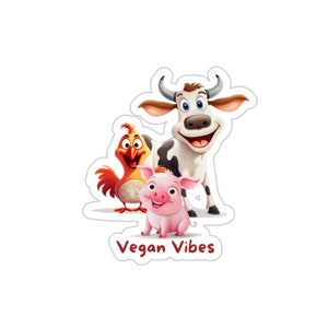 Vegan Vibes Vinyl Sticker / For Water Bottle, Laptop / Gift for Animal Lover, Vegan, No Meat, Animal Rights, Eat More Vegetables