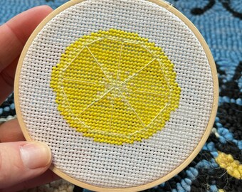 Hallo citroen kruissteekpatroon | Eenvoudige pdf-download | Fruitkeuken voor beginners