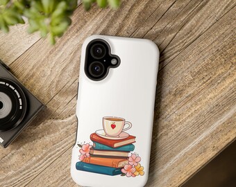 Floral Coffee Books iPhone Case | MagSafe | White | Gift for Book Lover