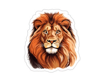 Lion Sticker / Regal Lion Portrait / Die-Cut Vinyl Indoor Outdoor / Water Bottle Laptop Skateboard / Gift for Animal Lover