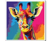 Rainbow Giraffe Square Magnet