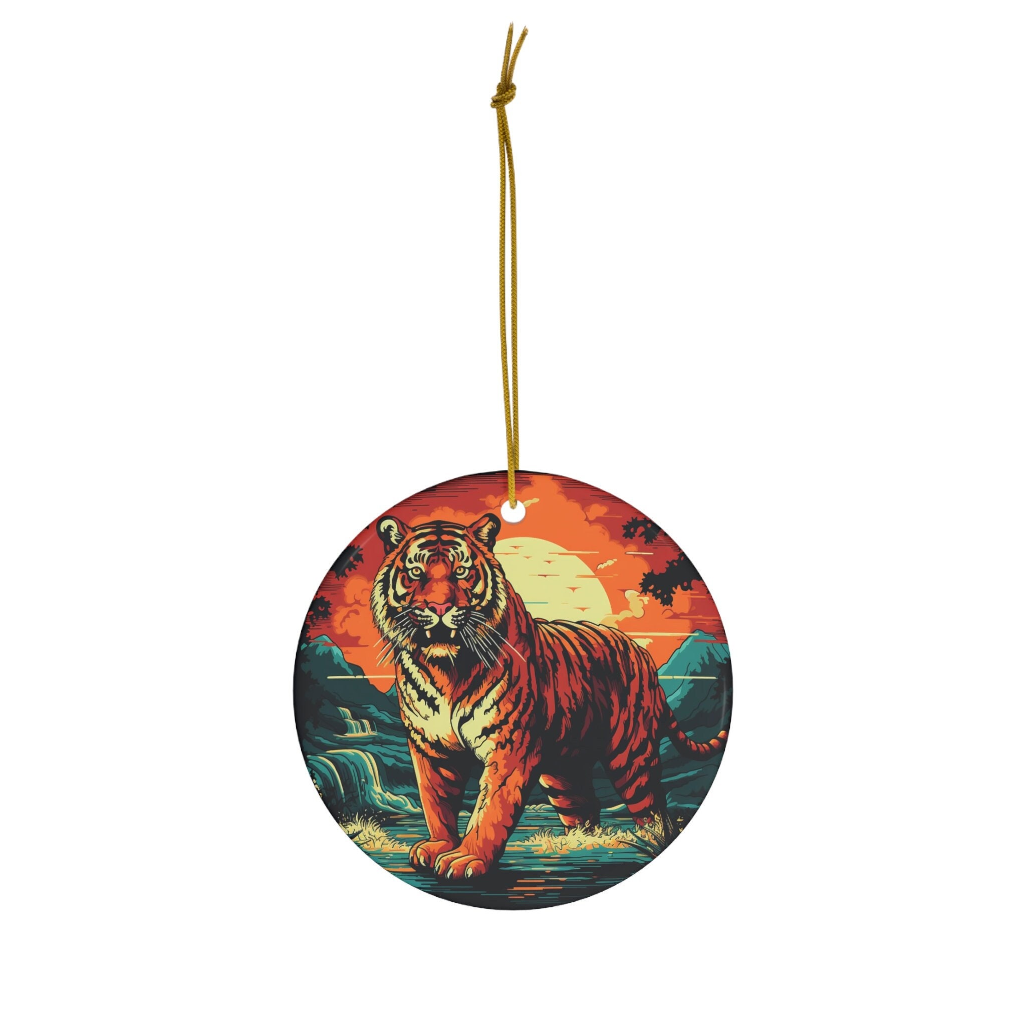 Vibrant Tiger Ceramic Ornament