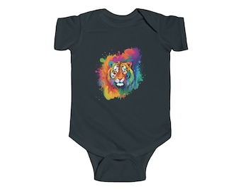 Body pour bébé tigre arc-en-ciel | Cache-couche pour bébé | Amoureux des animaux | Cadeau bébé tigre