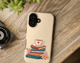 Books and Flowers iPhone Case | MagSafe | Gift for Book Lover | Coffee Lover