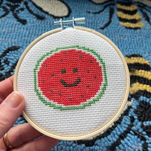 Easy watermelon cross stitch pattern.