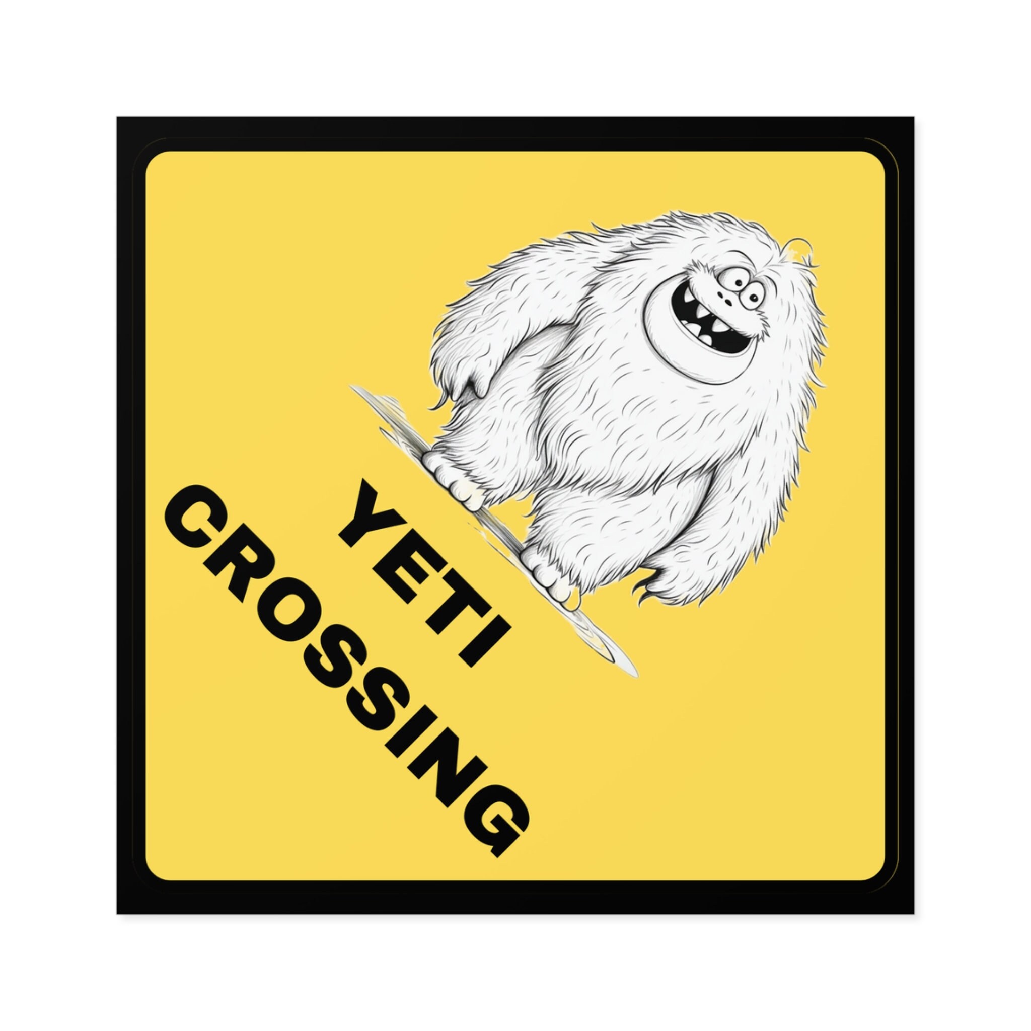 Cute Yeti Crossing Sticker / Square Vinyl / Animal Highway Sign / Gift ...