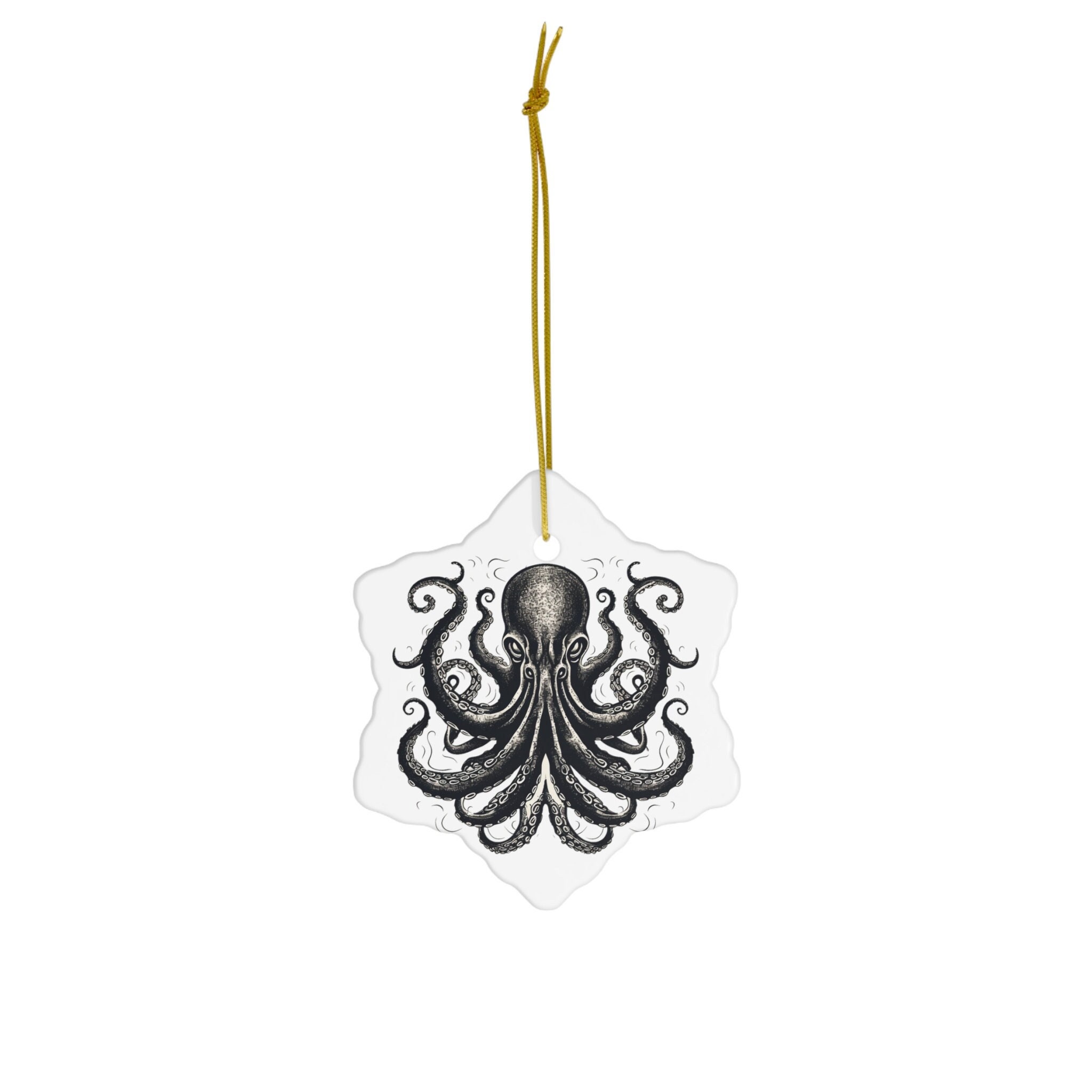 Black Kraken Ceramic Ornament