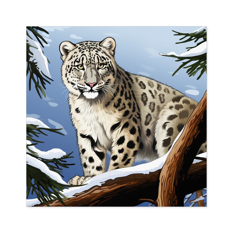 Snow Leopard Sticker / Square Vinyl Indoor Outdoor / Gift for Animal Lover / For Water Bottle Laptop Skateboard image 10