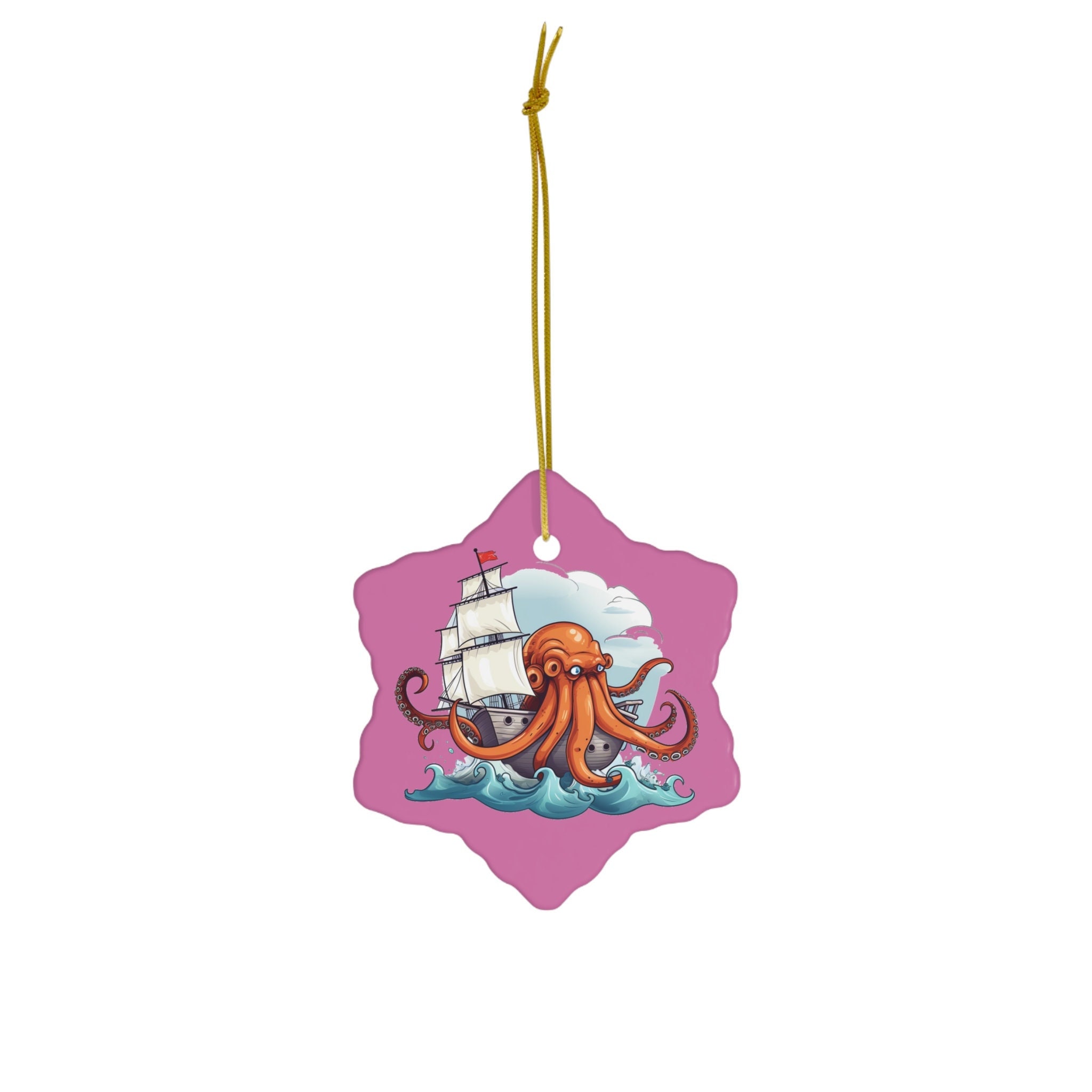 Orange Kraken Ornament Purple Ceramic
