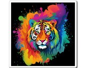 Rainbow Tiger Square Magnet