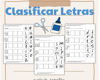 Classificar Letras | Preescolar | Kinder | Actividad | Dual Activity | Worksheet
