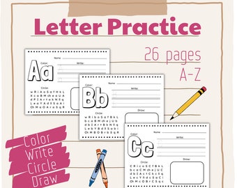 Letter Practice | Preschool | Kinder | Activity | Worksheet | A-Z