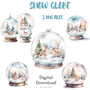 Globi di neve e pupazzo di neve acquerello, Download immediato, Download digitale, arte digitale, file PNG