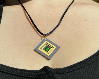 Upcycled  IC Chip Pendant Necklace: Handmade Tech Jewelry