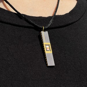 Long Pendant Necklace with IC chip (Recycled from IC packaging and IC wafers)