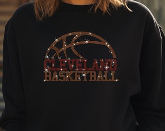 Cleveland Rhinestone Shirt, Cleveland Basketball Sweater, Cleveland Basketball Shirt, Cleveland Basketball Hoodie