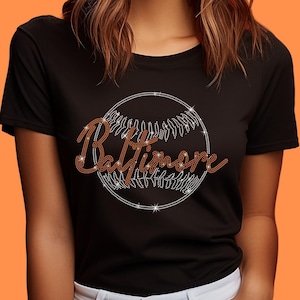 Baltimore Rhinestone  Shirt, Trendy Cute Baseball Game Day Shirt, Team Mascot Sweatshirt, Sports Unisex Tee, Gift For Dad or Mom