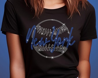 Rhinestone New York Baseball Shirt: Retro Baseball Fan Apparel