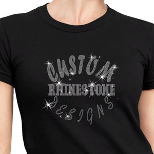 Custom Rhinestone Design Bling T-shirt, V-neck, Ladies Fit, Women’s Crew, Unisex, Tank Top, Custom Logos, Names, Events, Wholesale Shirts